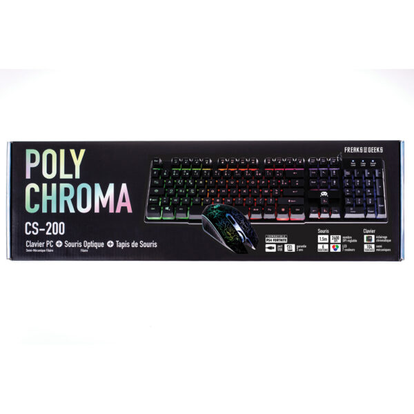 Pack Clavier+Souris+Tapis Polychroma: Semi-Mécanique AZERTY CS-200  Compatible Fortnite sur PS4 - Freaks and Geeks