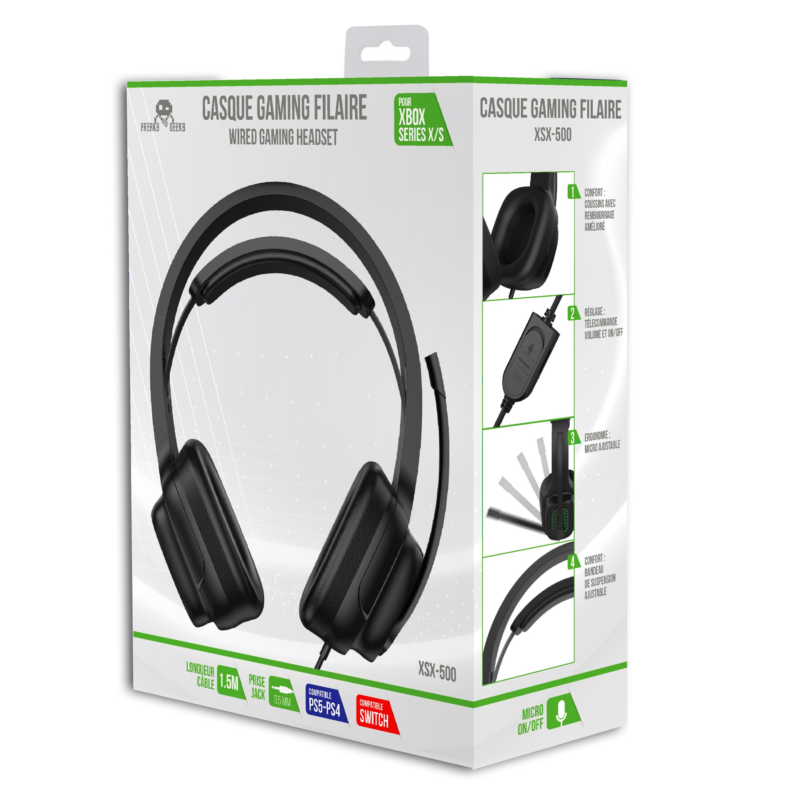 Casque gaming blanc avec micro compatible ps5 xbox seire x/s ps4