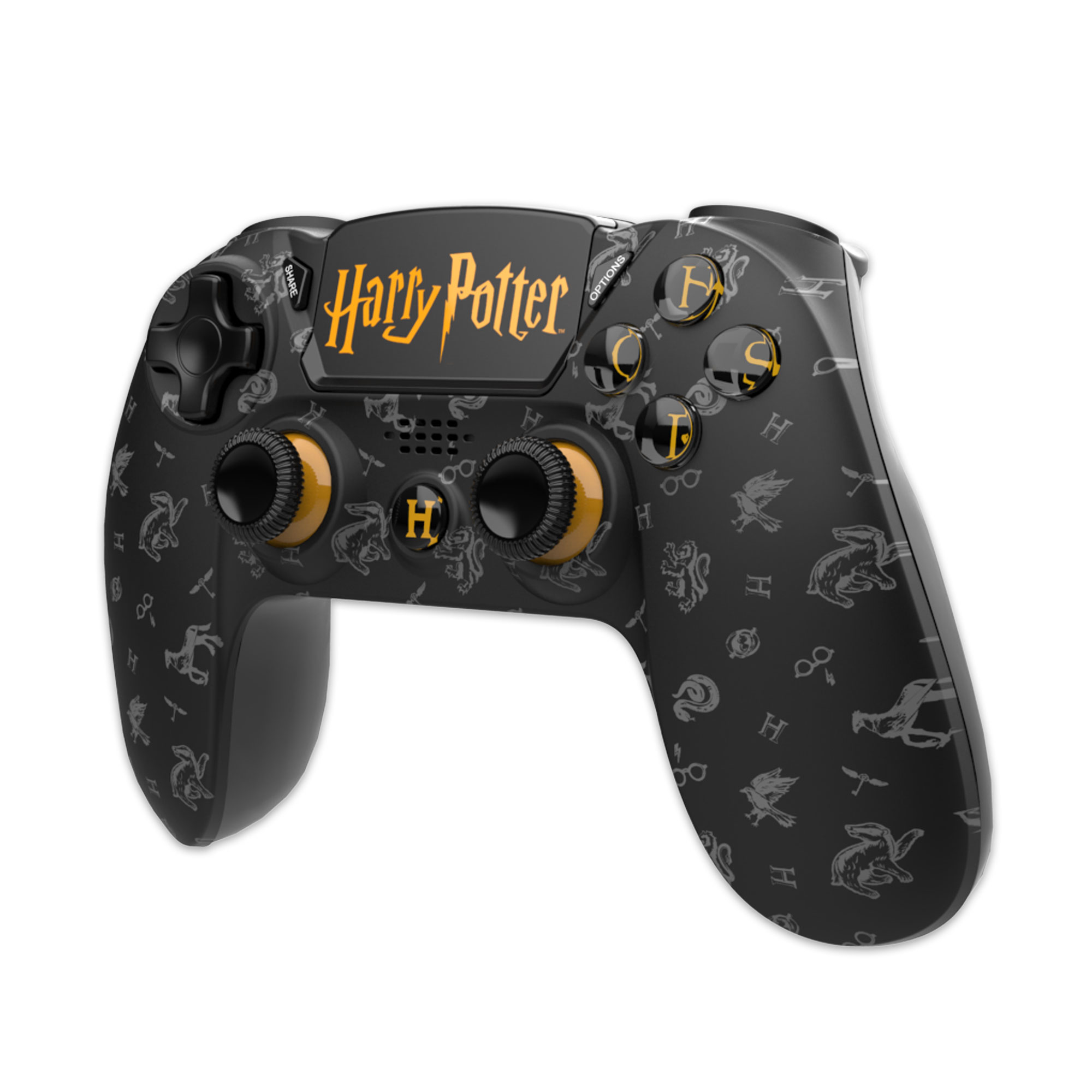 Manette Noire Sans Fil pour PS4 Avec Prise Jack pour casque et boutons  lumineux - Harry Potter - Freaks and Geeks