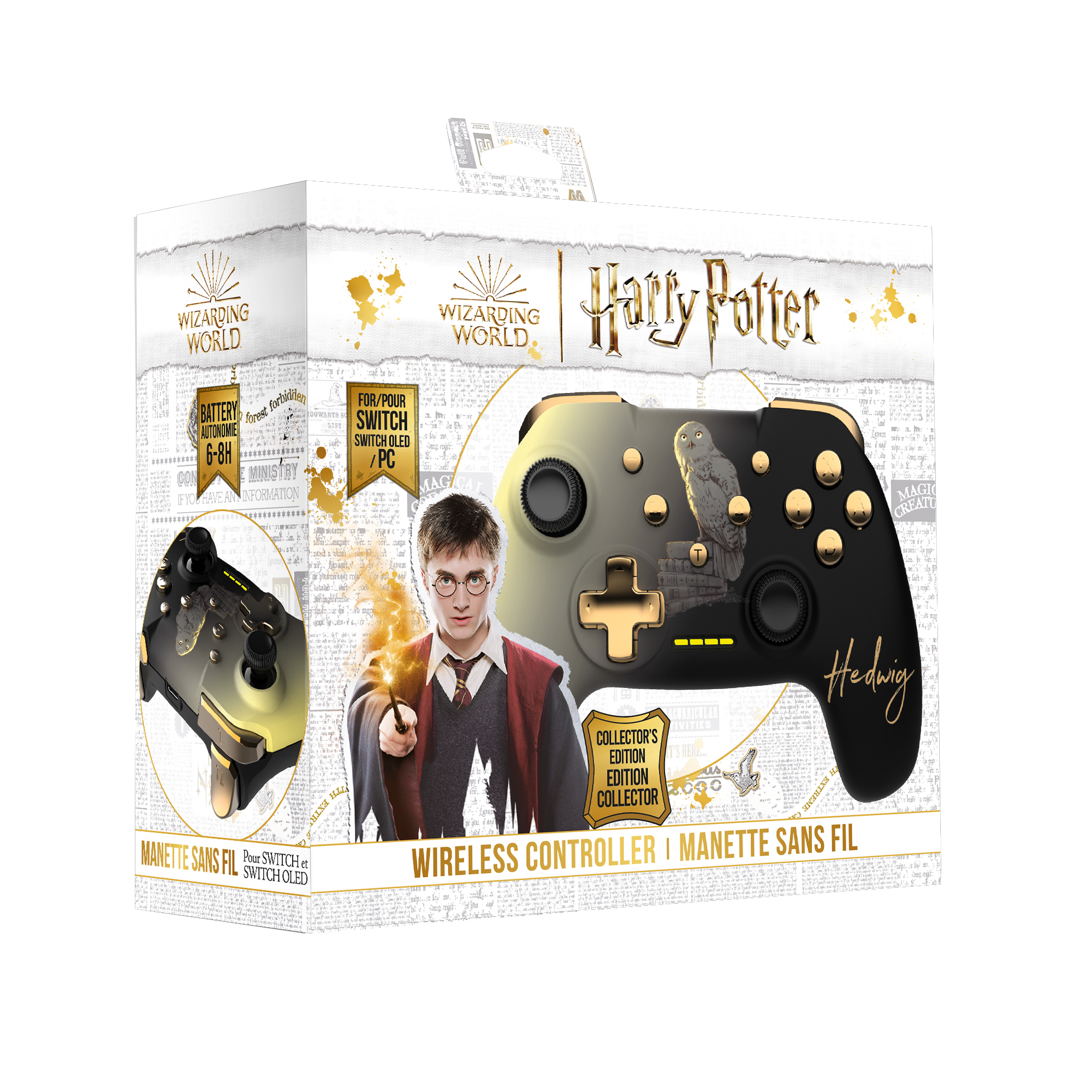 Manette Harry Potter Sans Fil pour Switch avec Câble 1M - Noire
