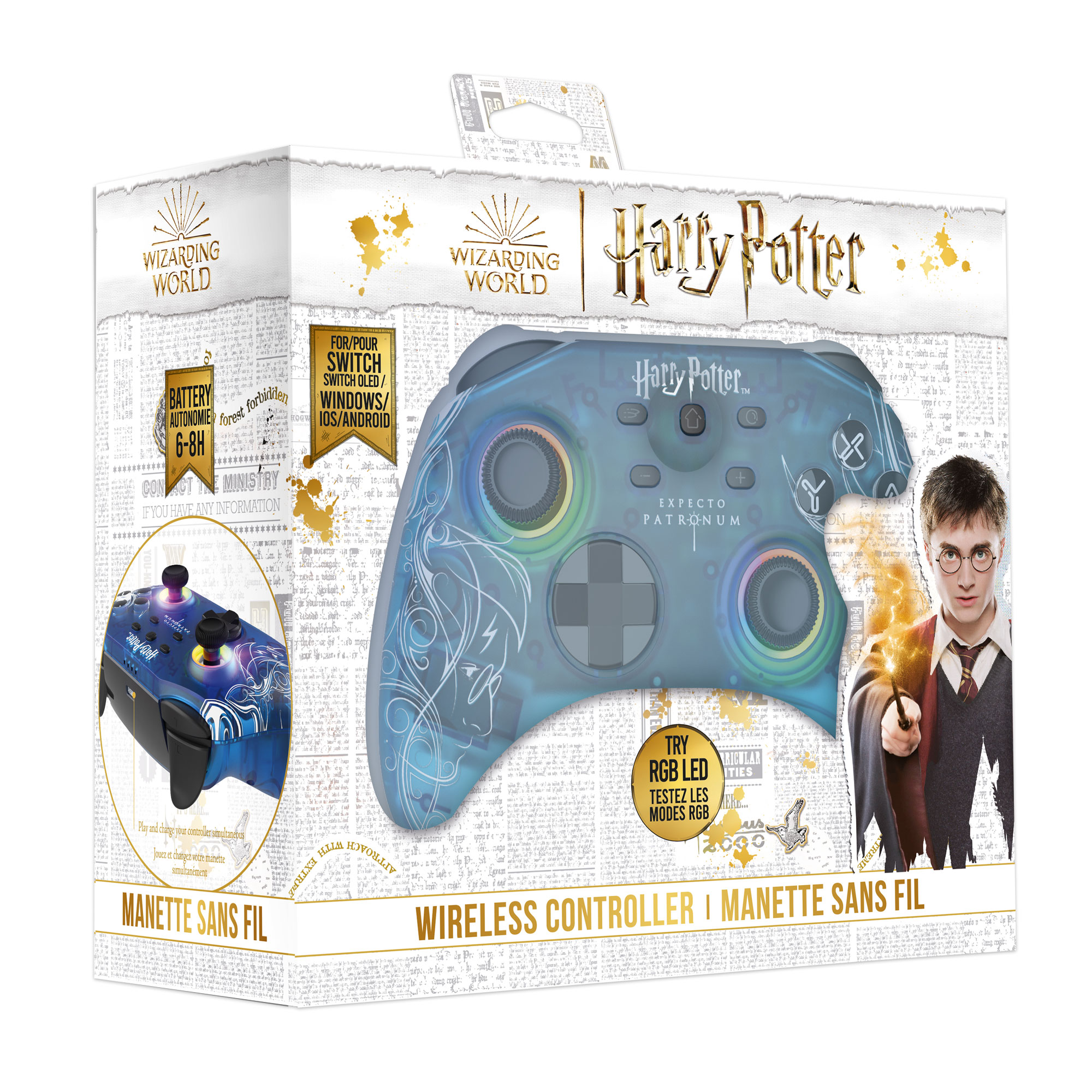 Manette Harry Potter Switch/PC RGB Sans Fil - Câble 1M - Noire - Patronus -  Freaks and Geeks