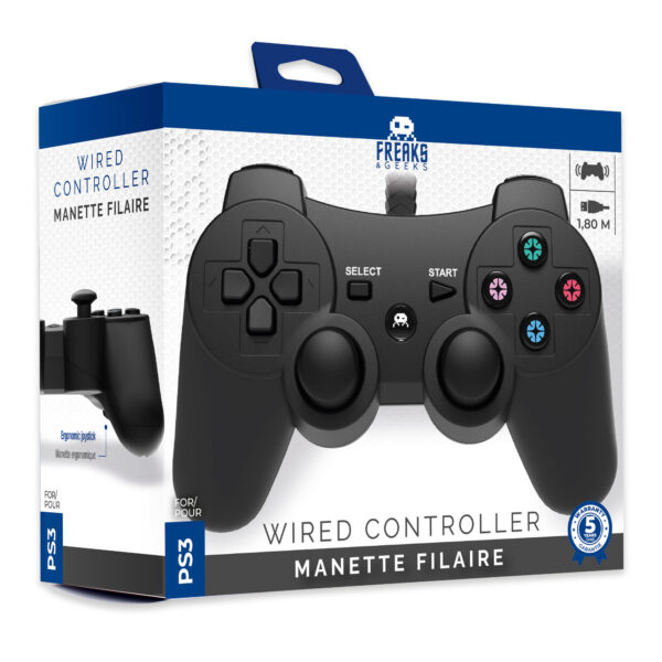 Manette Filaire pour PS3 et PC- 1.8m câble - Noir – Image 2