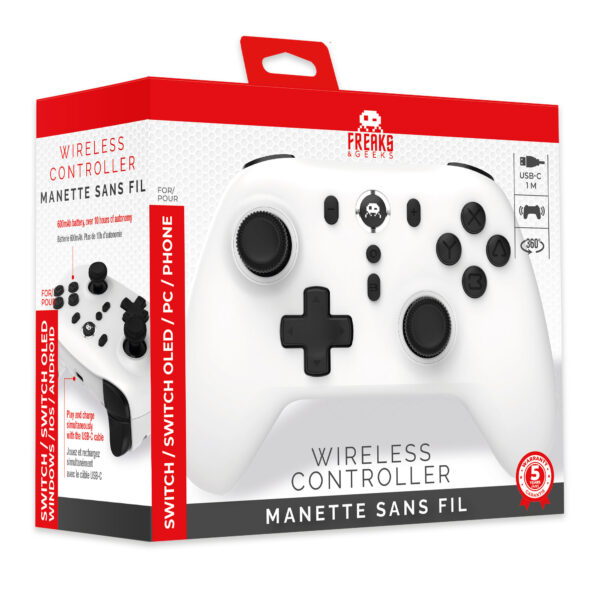 Manette Sans Fil blanche - Switch / Android / IOS / PC – Image 2